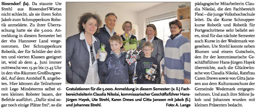 5.000. Anmeldung in diesem Semester (Bild und Text)