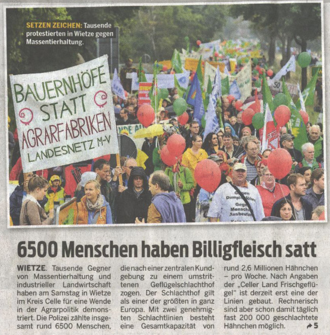 6500 Menschen haben Billigfleich satt (Text und Bild)