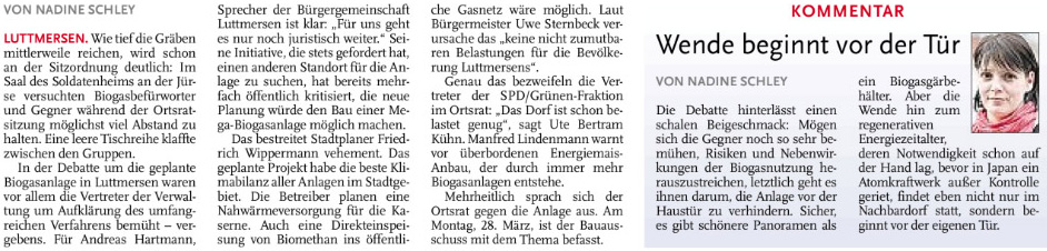 Die Biogas-Fronten bleiben verhrtet