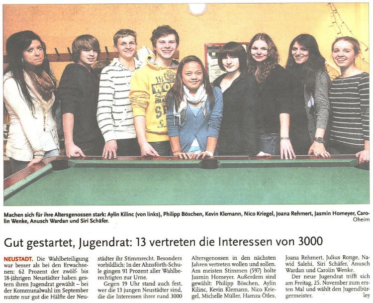Gut gestartet, Jugendrat: 13 vertreten die Interessen von 3000