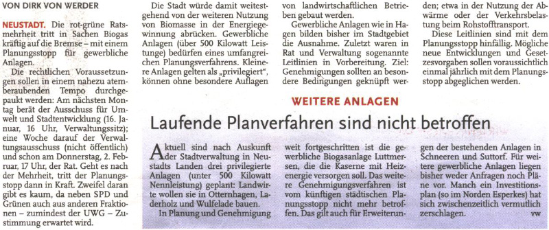 Rot-Grn bremst Biogas aus (Text)