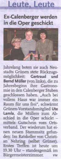 EX-Calenberger werden in die Oper geschickt