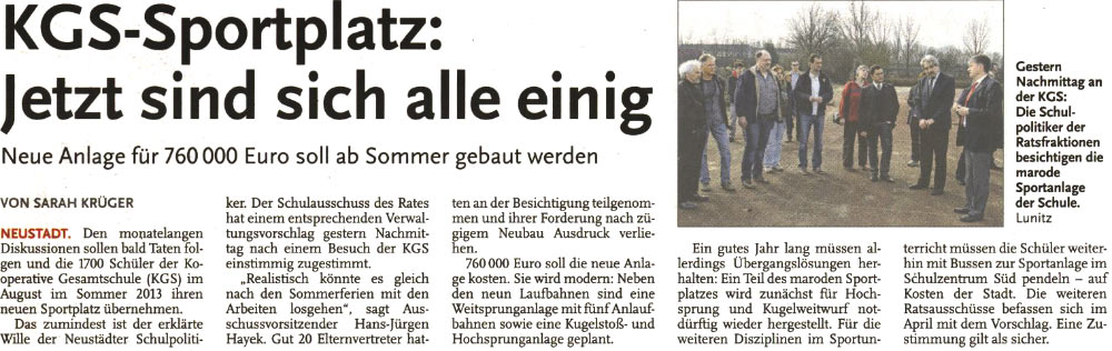 KGS-Sportplatz: Jetzt sind sich alle einig (Text und Bild)