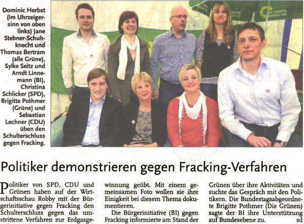 Politiker demonstrieren gegen Fracking-Verfahren