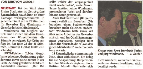 Windmann gewhlt: Zittersieg fr Rot-Grn (Text und Bild)