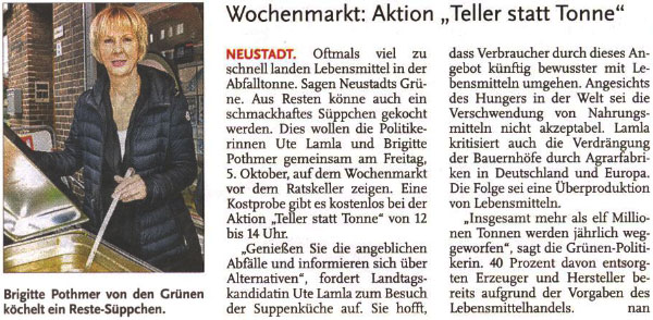 Es ist noch Suppe da - Wochenmarkt: Aktion "Teller statt Tonne"