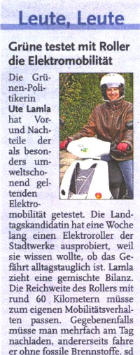 Grne testet mit Roller die Elektromobilitt