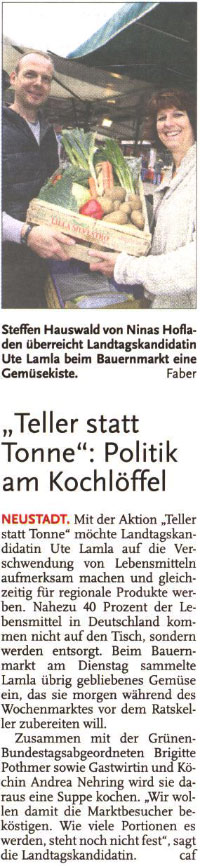 "Teller statt Tonne": Politik am Kochlffel (Text und Bild)