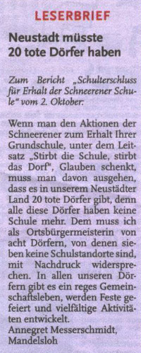 Neustadt msste 20 tote Drfer haben (Text)