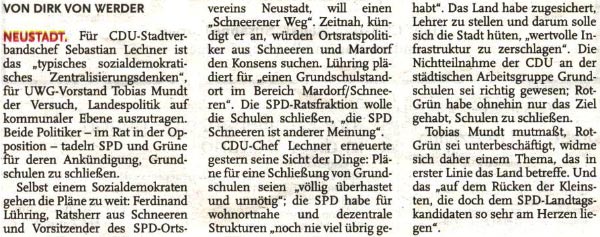 Neue Grundschulpolitik: bse Schelte fr Rot-Grn