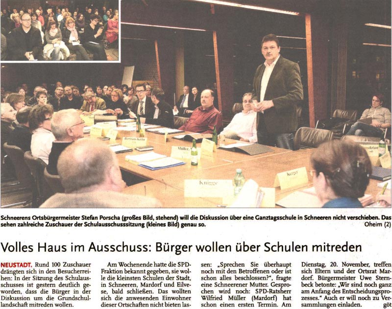 Volles Haus im Ausschuss; Brger wollen ber Schulen mitreden