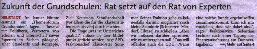Zukunft der Grundschulen: Rat setzt auf den Rat von Experten (Text)
