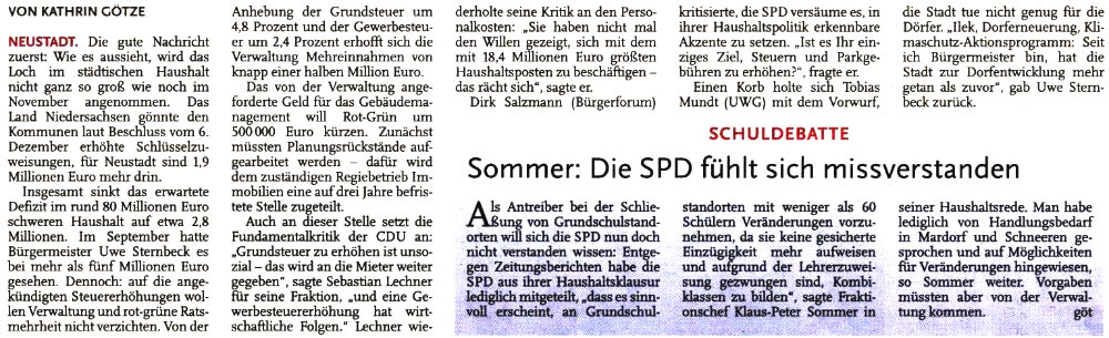 Der Rat streitet um Steuererhhungen (Text)