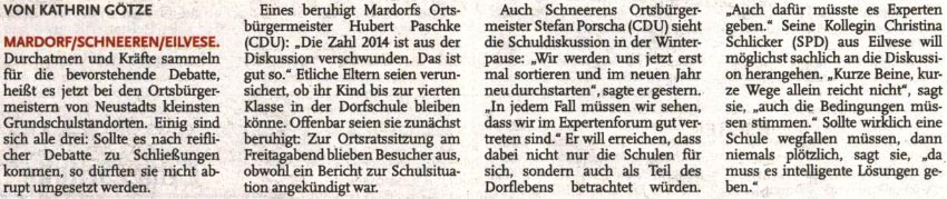 Schuldebatte hat Winterpause (Text)