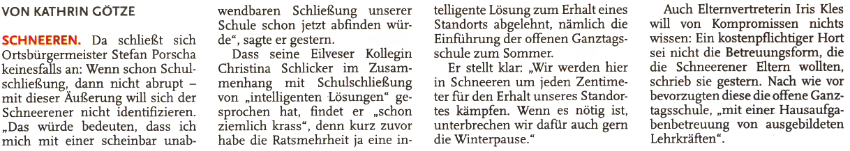 Schneerener weichen nicht zurck (Text)