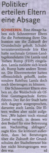Politiker erteilen Eltern eine Absage