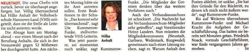 VHS pltzlich in Fhrungsnot (Bild und Text)