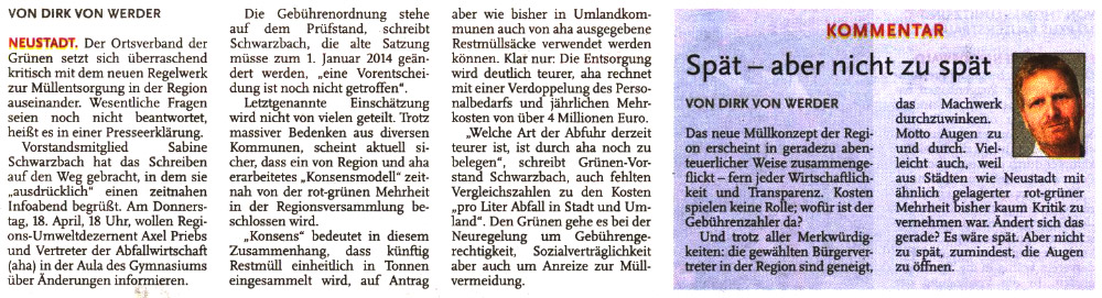 Mll: Die Grnen gehen auf Distanz (Text und Bild)