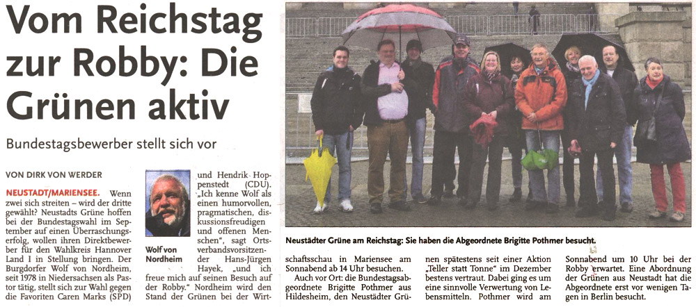 Vom Reichstag zur Robby: Die Grnen aktiv  (Bilder und Text)