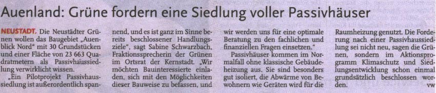 Auenland: Grne fordern eine Siedlung voller Passivhuser (Text)