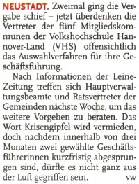 Krisengipfel in Sachen VHS (Text)