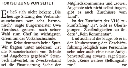 Intakte Strukturen, sagt Sternbeck (Text)