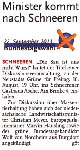 Minister kommt nach Schneeren