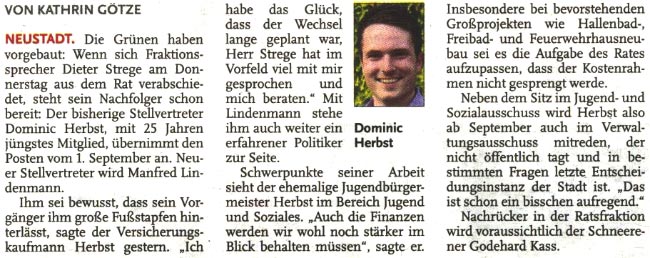 Der jngste spricht bald fr die Ratsgrnen (Bild und Text)