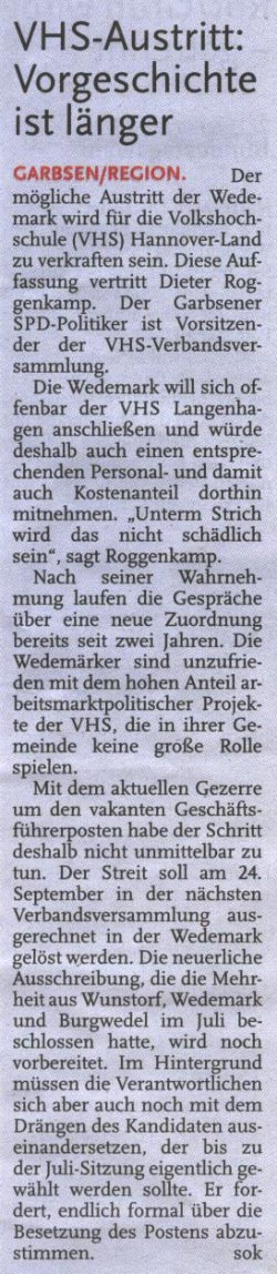 VHS-Austritt: Vorgeschichte ist lnger (Text)