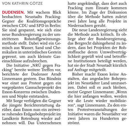 Fracking-Plne: Gegner sind alarmbereit (Text)