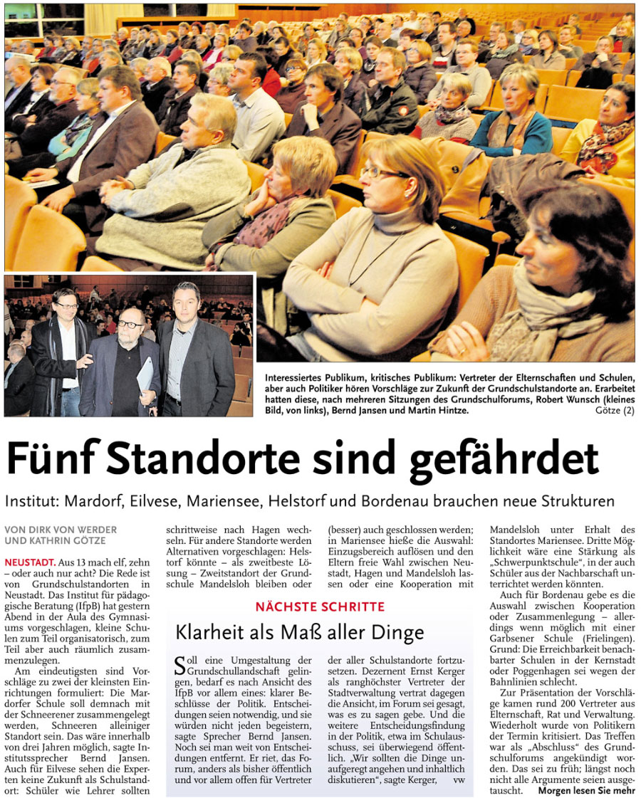 Fnf Standorte sind gefhrdet (Bilder und Text)