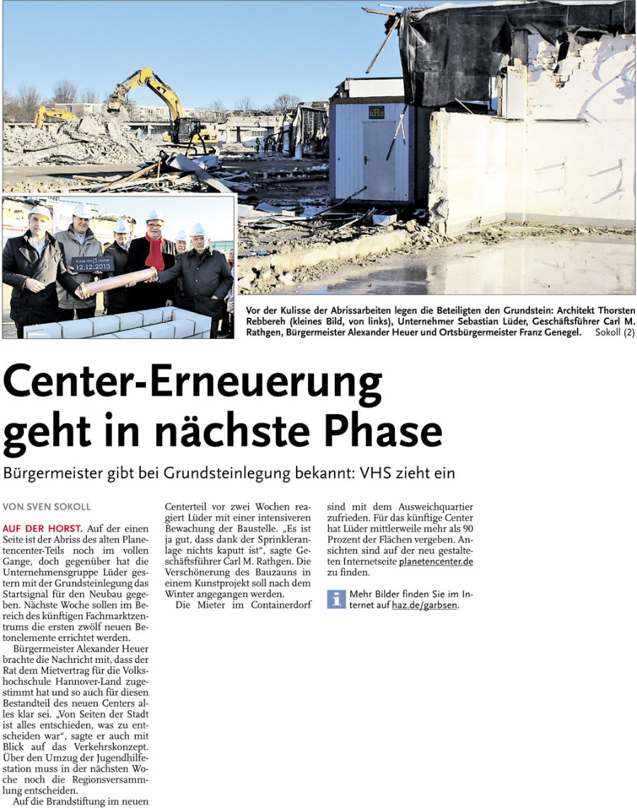 Center Erneuerung geht in nchste Phase (Text)