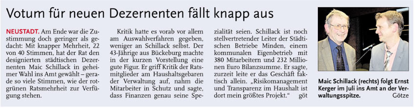 Votum fr neuen Dezernenten fllt knapp aus (Bild und Text)