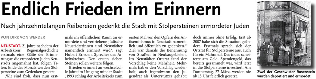 Endlich Frieden im Erinnern (Text und Bild)