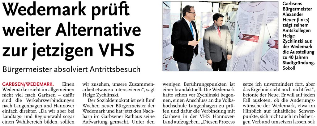 Wedemark prft weiter Alternative zur jetzigen VHS (Bild und Text)