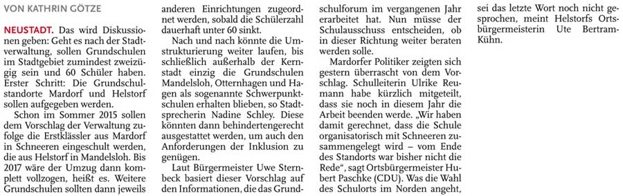 Zwei Grundschulen sollen 2017 schlieen