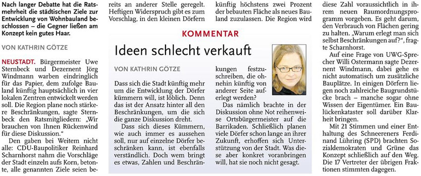 Heftige Kritik an Baulandplnen (Text)