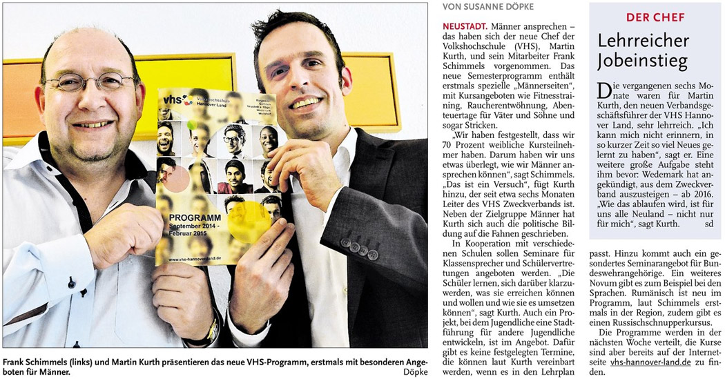 Mehr neue Mnner braucht die VHS (Bild und Text)