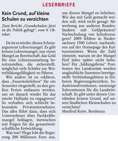 Kein Grund, auf kleine Schulen zu verzichten