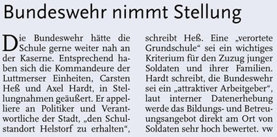 Bundeswehr nimmt Stellung (Text)