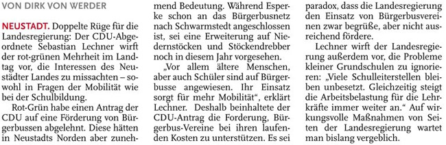 Lechner: Das Land tut nichts fr Neustadt (TexT)