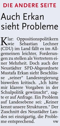 Die andere Seite: Auch Erkan sieht Probleme (Text)