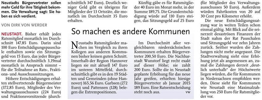 Mehr Geld fr Brgervertreter (Text)