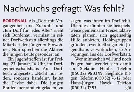 Nachwuchs gefragt: Was fehlt? (Text)