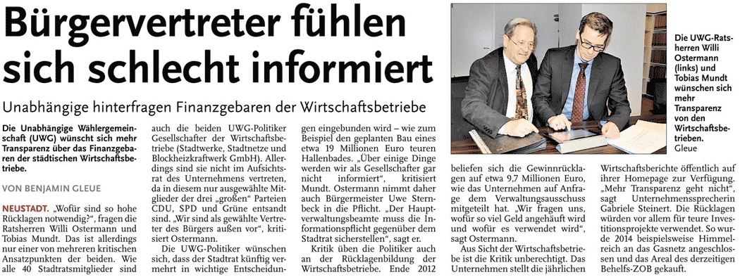 Brgervertreter fhlen sich schlecht informiert  (Text und Bild)