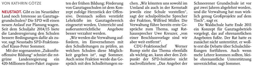 Ganztagsschule: Neuer Anlauf (Text)