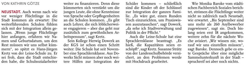 Schulen mit Integration allein (Text)