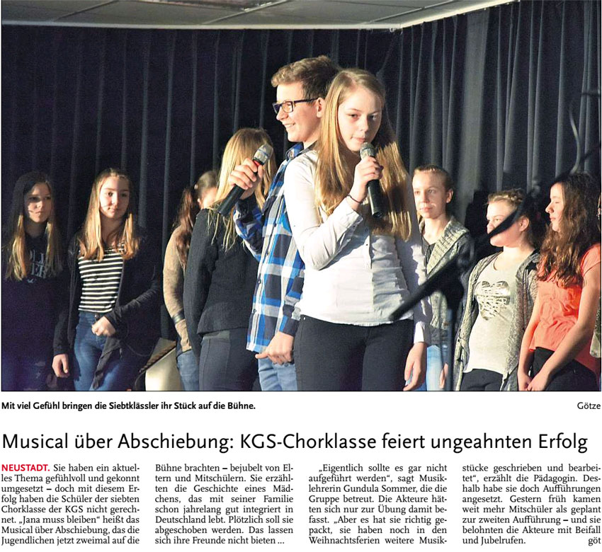 Musical ber Abschiebung: KGS-Chorklasse feiert ungeahnten Erfolg (Bild und Text)