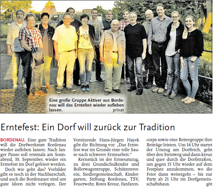 Erntefest: Ein Dorf will zurück zur Tradition (Bild und Text)