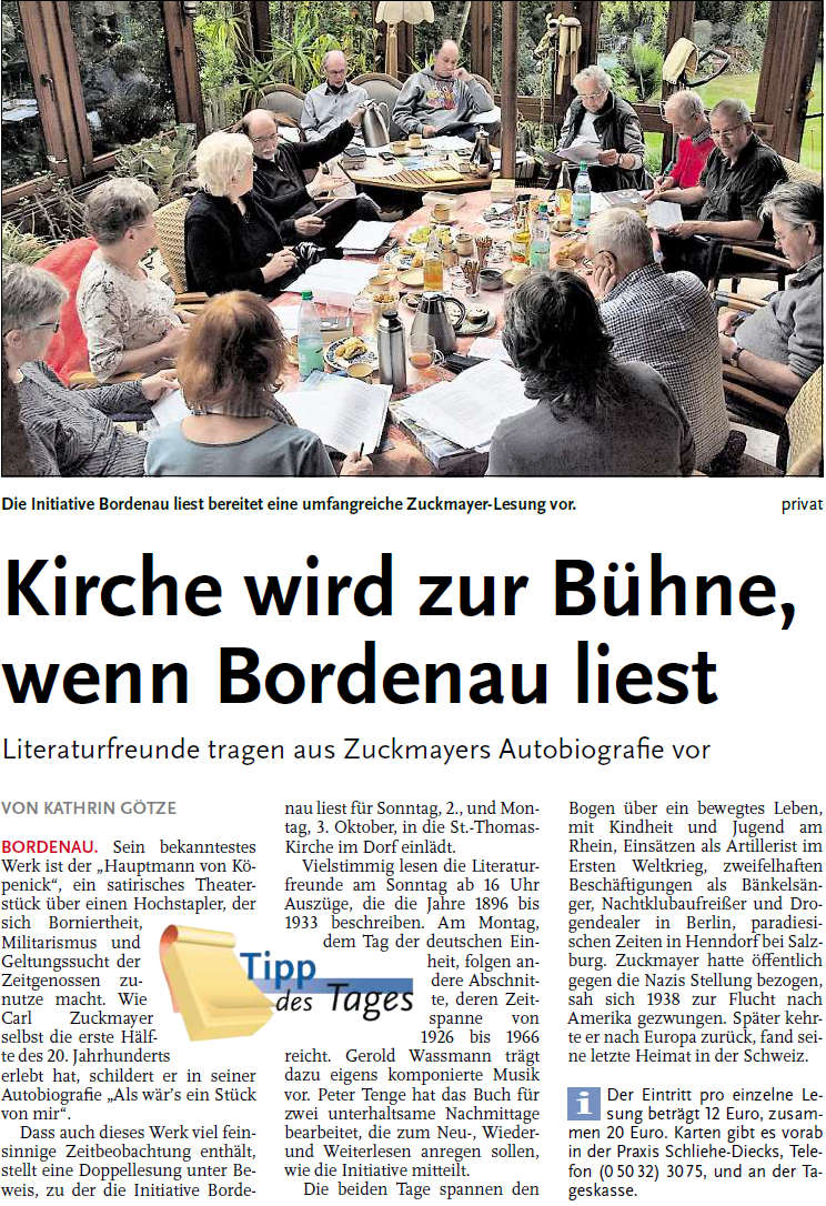 Kirche wird zur Bühne, wenn Bordenau liest (Bild und Text)